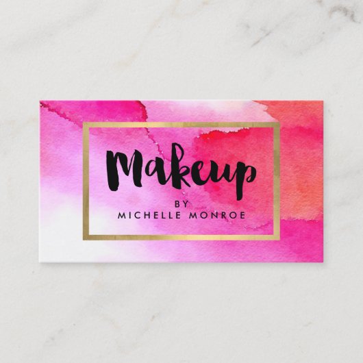 Fett rosa Aquarellfarben machen Artist Business Ca Visitenkarte (Vorderseite)