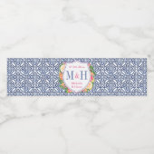 Fett rosa Blume Citrus Blue Tile Hochzeitssemble W Wasserflaschenetikett (Einzelnes Label)