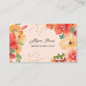 Fett rosa Blumengold Make-up Haar Logo qr Code Visitenkarte (Vorderseite)