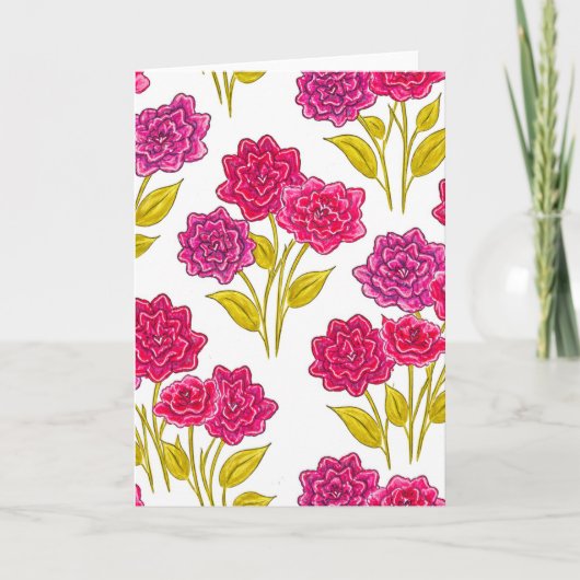 Fett Rosa Blumenmuster Blanko Karte (Vorderseite)