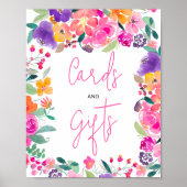 Fett rosa Blumenzeichen Brautparty Poster (Vorne)