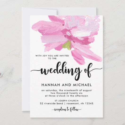 Fett rosa Blumenzwiebelflora Einladung (Vorderseite)