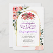 Fett rosa Blütenblütezeit-Engagement-Partei Einladung (Vorderseite)
