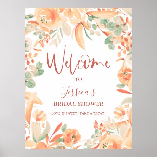 Fett rosa Brautparty mit floralen Farben willkomme Poster (Vorne)