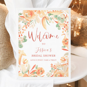 Fett rosa Brautparty mit floralen Farben willkomme Poster