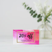 Fett rosa Farben Rabatt Gutscheinkarte Visitenkarte (Stehend Vorderseite)