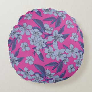 Fett rosa Floral Rundkissen Rundes Kissen