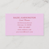 Fett rosa floraler Visitenkartenplaner Visitenkarte (Rückseite)