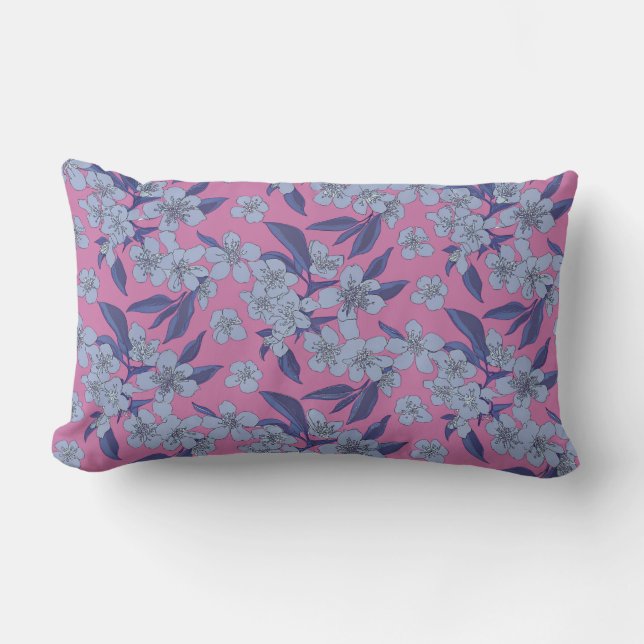 Fett rosa, florales Kissen (Vorderseite)