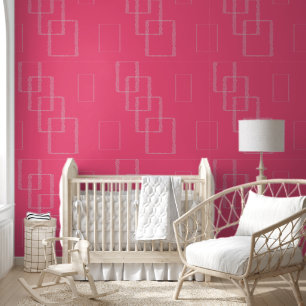 Fett rosa geometrisches Quadrat-Design mit gespren Tapete