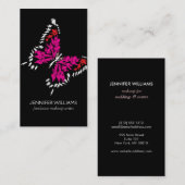 Fett rosa gestrichene Schmetterlinge auf schwarz Visitenkarte (Vorne/Hinten)