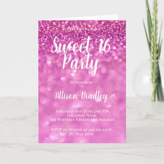 Fett rosa Glitzer Feiertagskarte (Vorderseite)