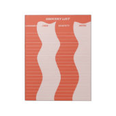 Fett Rosa Groovy Grocery List Notizblock (Rotiert)