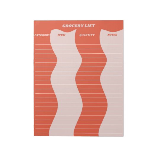 Fett Rosa Groovy Grocery List Notizblock (Rotiert)