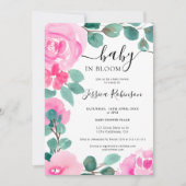 Fett rosa grüne florfarbene Babydusche Einladung (Vorderseite)