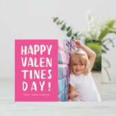 Fett rosa Happy Valentines Day Foto Card (Stehend Vorderseite)