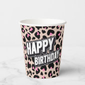 Fett rosa Leopard Happy Birthday Paper Cup Pappbecher (Rückseite)
