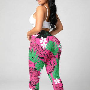 Fett Rosa Leopard Tropischer Dschungel Nahtloses M Leggings