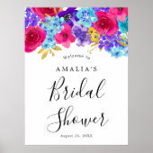 Fett rosa Lila blaues Brautparty Begrüßung Poster (Vorne)