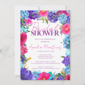 Fett rosa Lila Blue Watercolor Brautparty Einladung (Vorderseite)