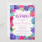 Fett rosa Lila Blue Watercolor Brautparty Einladung (Vorderseite)