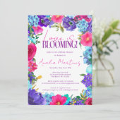 Fett rosa Lila Blue Watercolor Brautparty Einladung (Stehend Vorderseite)