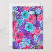 Fett rosa Lila Blue Watercolor Brautparty Einladung (Rückseite)