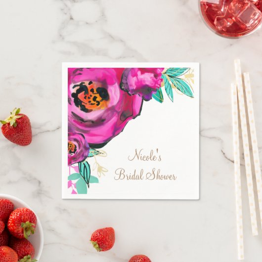 Fett rosa Modernes Brautparty Serviette (Beispiel)