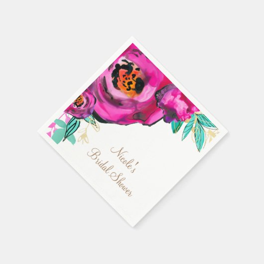 Fett rosa Modernes Brautparty Serviette (Ecke)