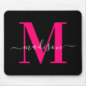 Fett rosa Monogram Initial Typografy Black Girly Mousepad (Vorne)