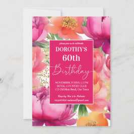 Fett rosa-orange-Birne elegante Geburtstagsparty Einladung