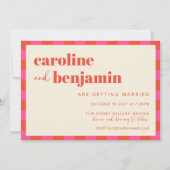 Fett rosa Orange Karton All-in-One Hochzeit Einladung (Vorderseite)