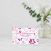 Fett rosa Paw Print Dog Walker | Haustier-Sitter Visitenkarte (Stehend Vorderseite)
