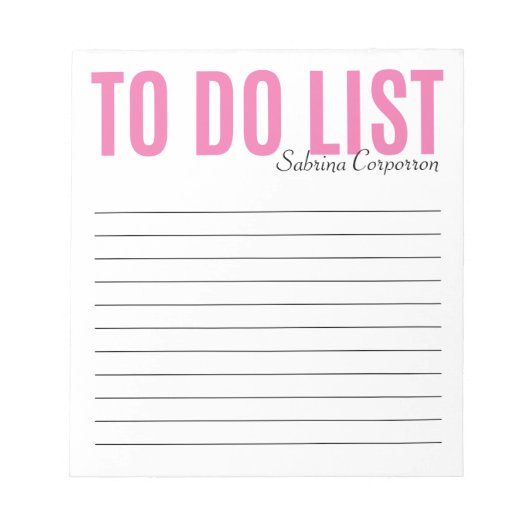 Fett rosa Personalisierte Liste Notizblock (Vorderseite)