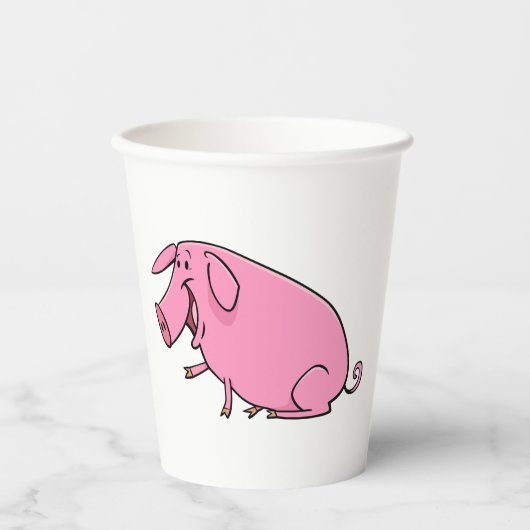 Fett rosa Pig Pappbecher (Vorderseite)