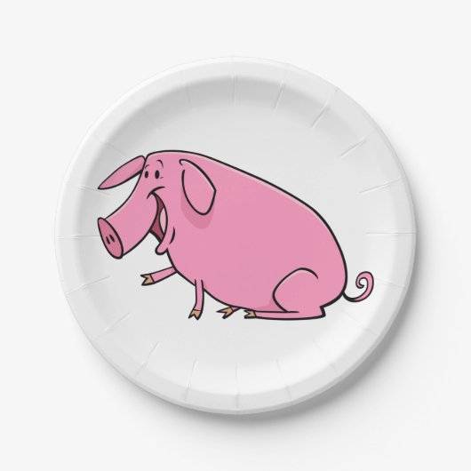 Fett rosa Pig Pappteller (Vorderseite)