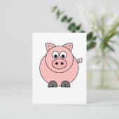 Fett rosa Pig Postkarte (Stehend Vorderseite)