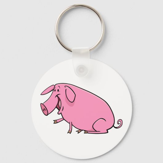 Fett rosa Pig Schlüsselanhänger (Vorderseite)