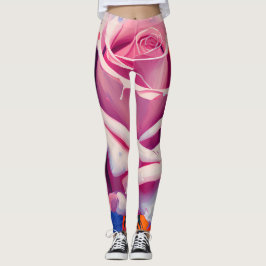 Fett rosa Rosa Floral Künstlerischer Bohemischer S Leggings