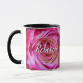 Fett rosa Rosa Rosa Foto individuelle Name Skript Tasse (Links)
