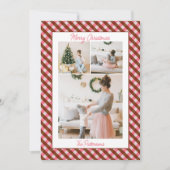 Fett Rosa & Rot Gingham Karo 3 Foto Weihnachten (Vorderseite)