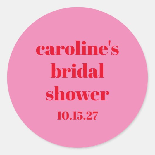 Fett rosa Rot Moderner Spaß Custom Brautparty Runder Aufkleber (Vorderseite)
