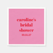 Fett rosa Rot Moderner Spaß Custom Brautparty Serviette (Vorderseite)