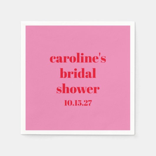 Fett rosa Rot Moderner Spaß Custom Brautparty Serviette (Vorderseite)