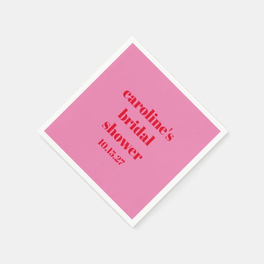 Fett rosa Rot Moderner Spaß Custom Brautparty Serviette (Ecke)