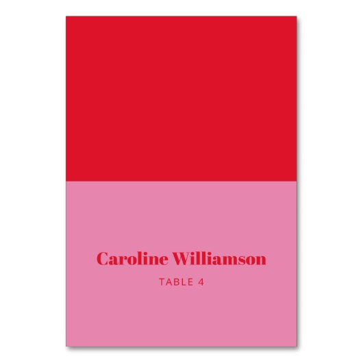 Fett rosa rote Typografie benutzerdefinierte Table Tischnummer (Vorderseite)