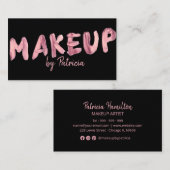 Fett rosa Schriftart auf schwarz signature Makeup  Visitenkarte (Vorne/Hinten)