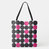 Fett rosa Schwarze Punkte Geometrisches Muster Tasche (Rückseite)