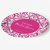 Fett rosa Spanisches Talavera-Mexikanisches Brautp Pappteller (Schrägansicht)