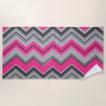 Fett rosa und graues Zickzack Strandtuch
